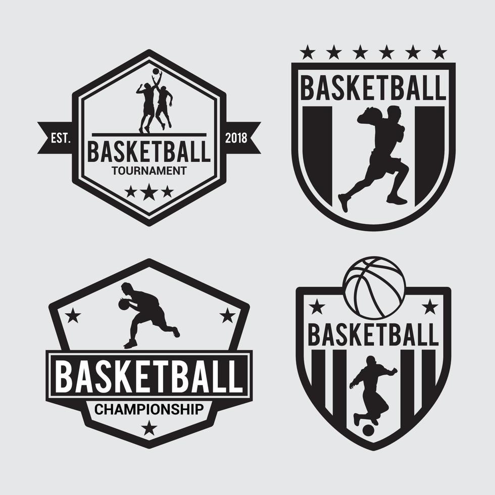 Basketball-Abzeichen Logos Vektor-Design-Vorlagen gesetzt vektor