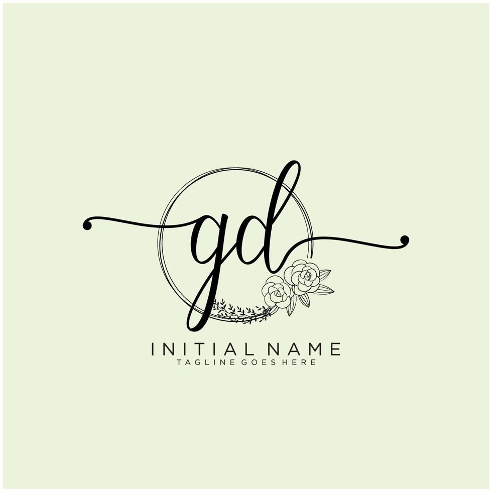 Initiale gd feminin Logo Sammlungen Vorlage. Handschrift Logo von Initiale Unterschrift, Hochzeit, Mode, Schmuck, Boutique, Blumen- und botanisch mit kreativ Vorlage zum irgendein Unternehmen oder Geschäft. vektor