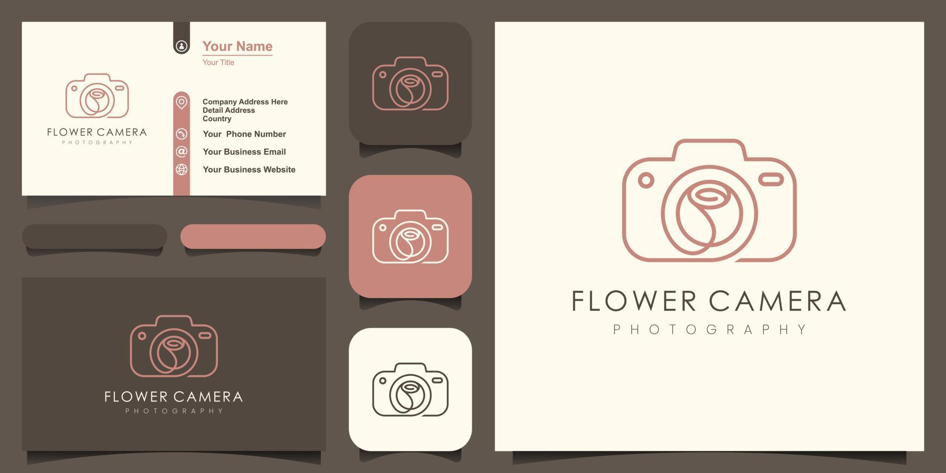 blomma kamera logotyp, design vektor enkel elegant