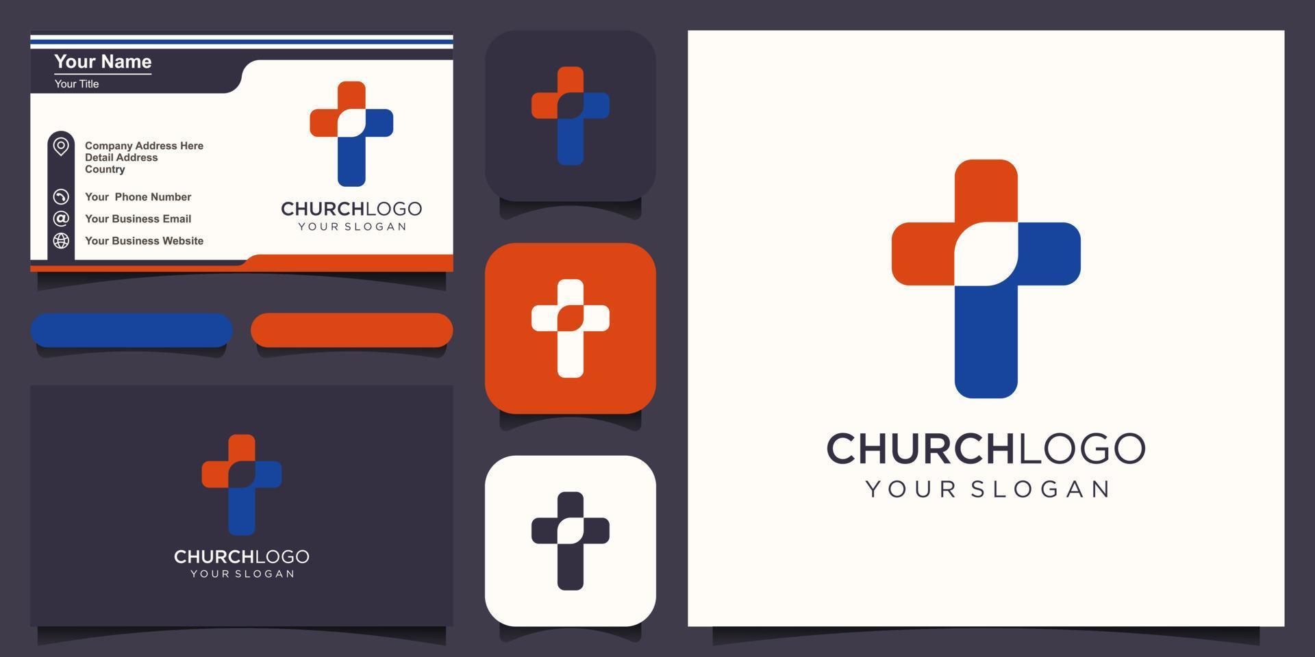 Kreuz Kirche wachsen Logo Zeichen modern Vektor Grafik abstrakt