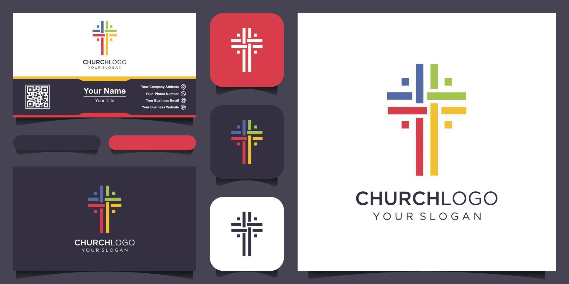 Christian Kreuz Logo Design Vektor Vorlage. Baptist Kreuz Symbol Vektor Design Vorlage.