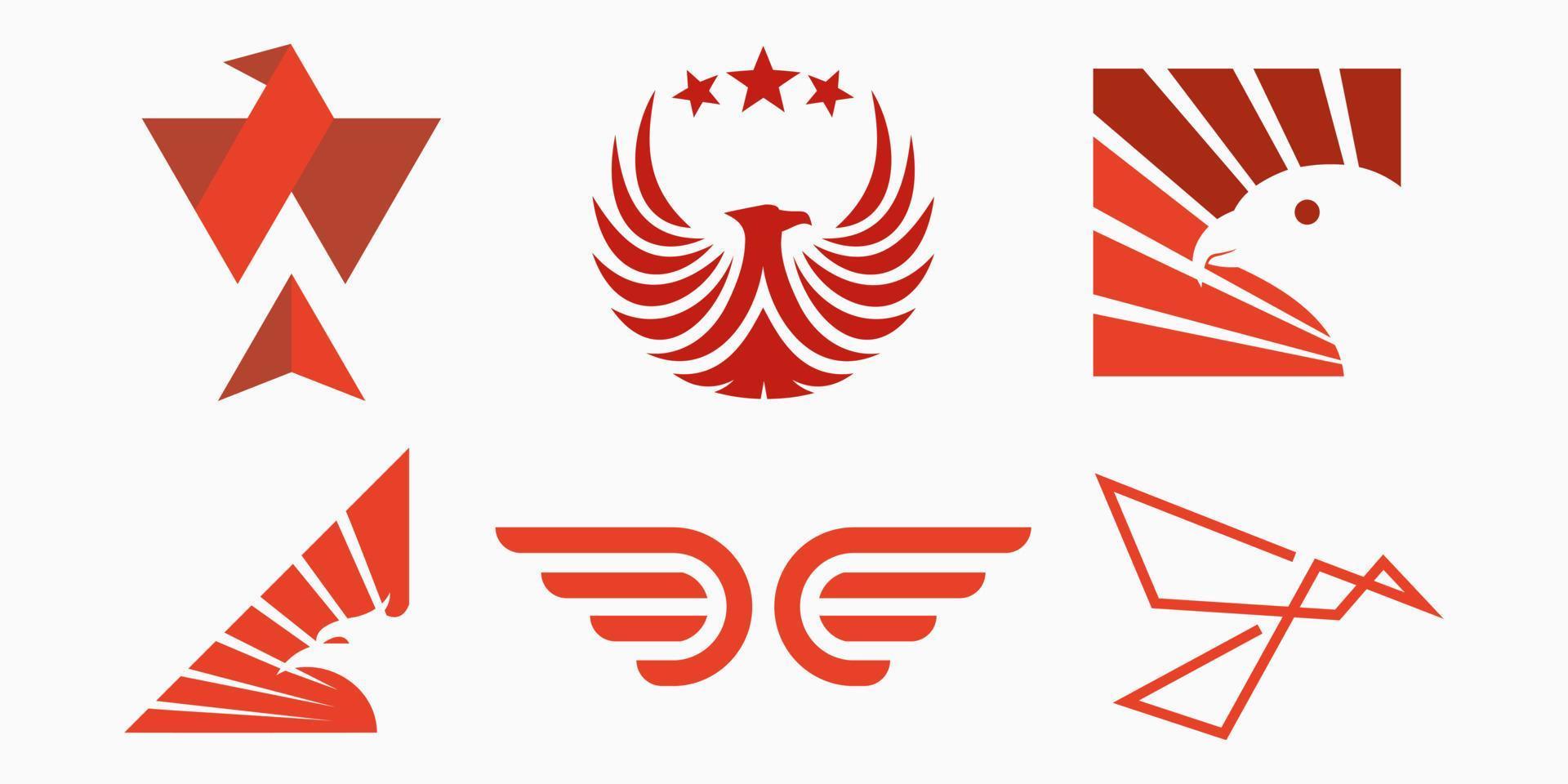 Örn logotyp ikon uppsättning. fågel vektor illustration