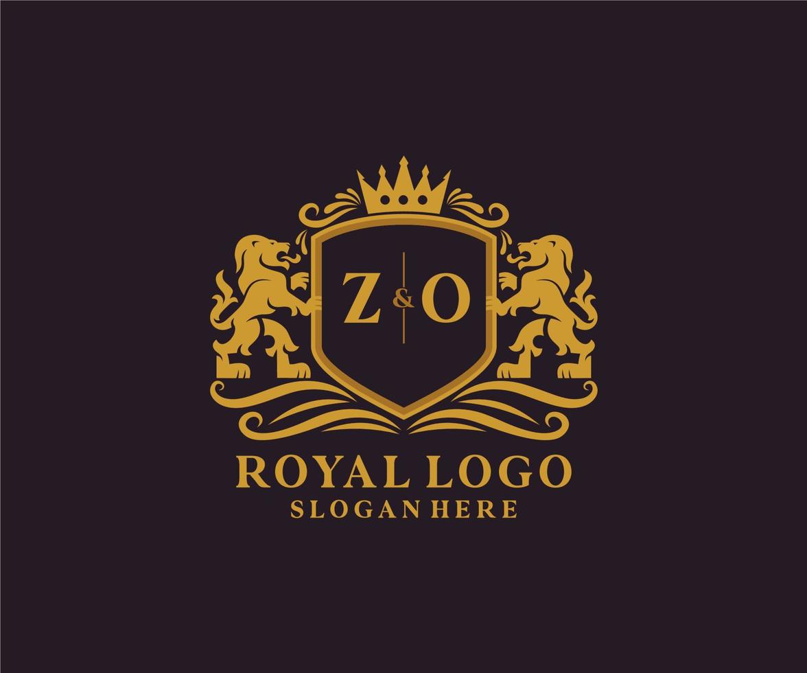 Anfangsbuchstabe zo Letter Lion Royal Luxury Logo Vorlage in Vektorgrafiken für Restaurant, Lizenzgebühren, Boutique, Café, Hotel, Heraldik, Schmuck, Mode und andere Vektorillustrationen. vektor