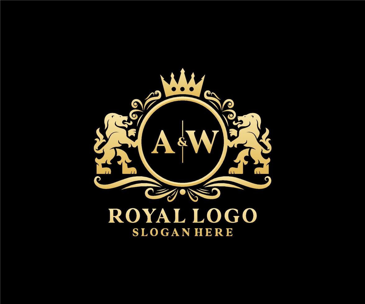 Initial aw Letter Lion Royal Luxury Logo Vorlage in Vektorgrafiken für Restaurant, Lizenzgebühren, Boutique, Café, Hotel, Heraldik, Schmuck, Mode und andere Vektorillustrationen. vektor