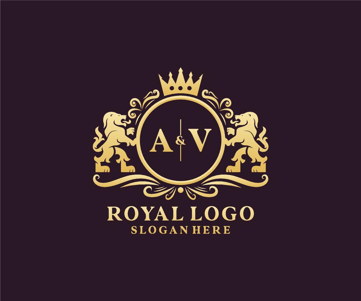 första AV brev lejon kunglig lyx logotyp mall i vektor konst för restaurang, kungligheter, boutique, Kafé, hotell, heraldisk, Smycken, mode och Övrig vektor illustration.