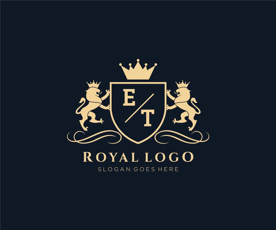 Initiale et Brief Löwe königlich Luxus heraldisch, Wappen Logo Vorlage im Vektor Kunst zum Restaurant, Königtum, Boutique, Cafe, Hotel, heraldisch, Schmuck, Mode und andere Vektor Illustration.