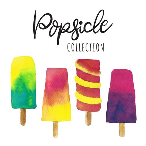 Sommer Popsicle Aquarell Vektor-Sammlung vektor