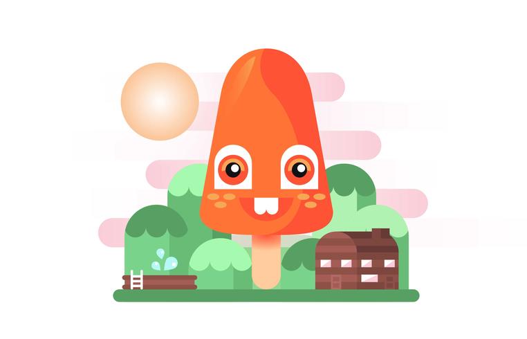 sommar popsicles vänliga orange berg platt illustration vektor