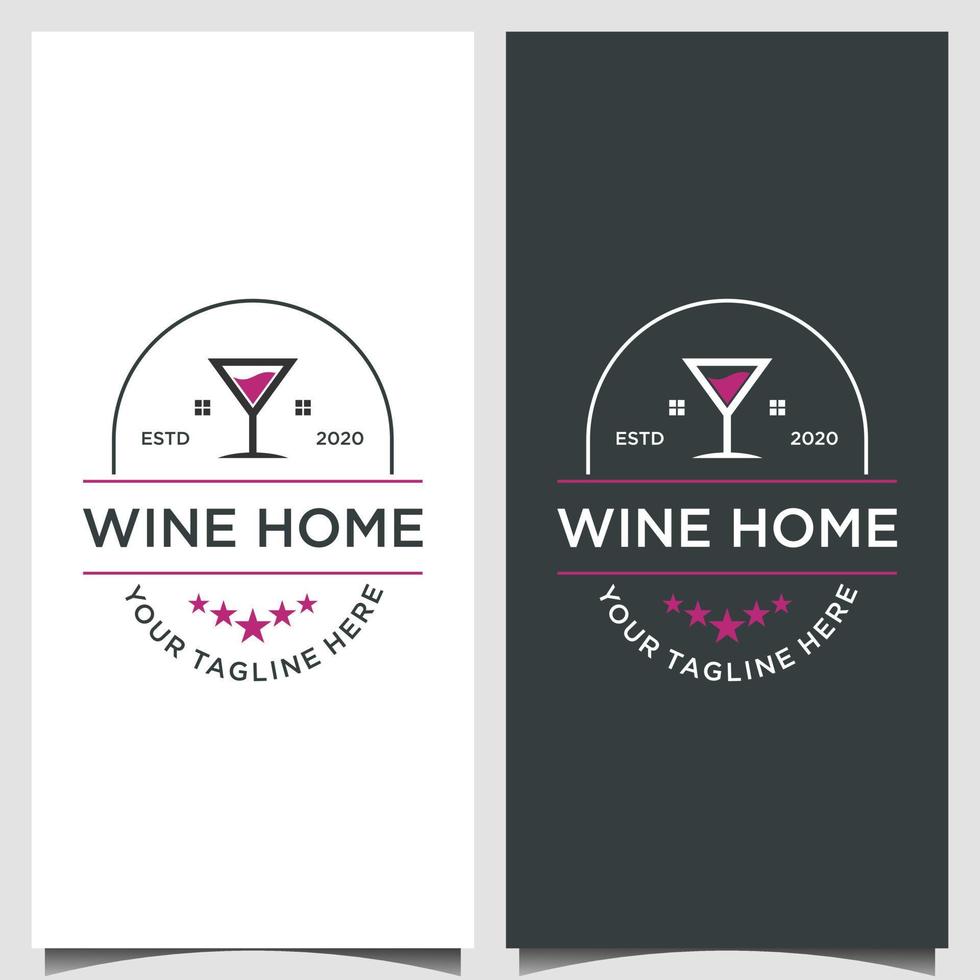 Jahrgang Wein Zuhause Logos Design Vorlagen. Vektor Design Elemente, Restaurant und Cafe Symbole, schnell Lebensmittel.