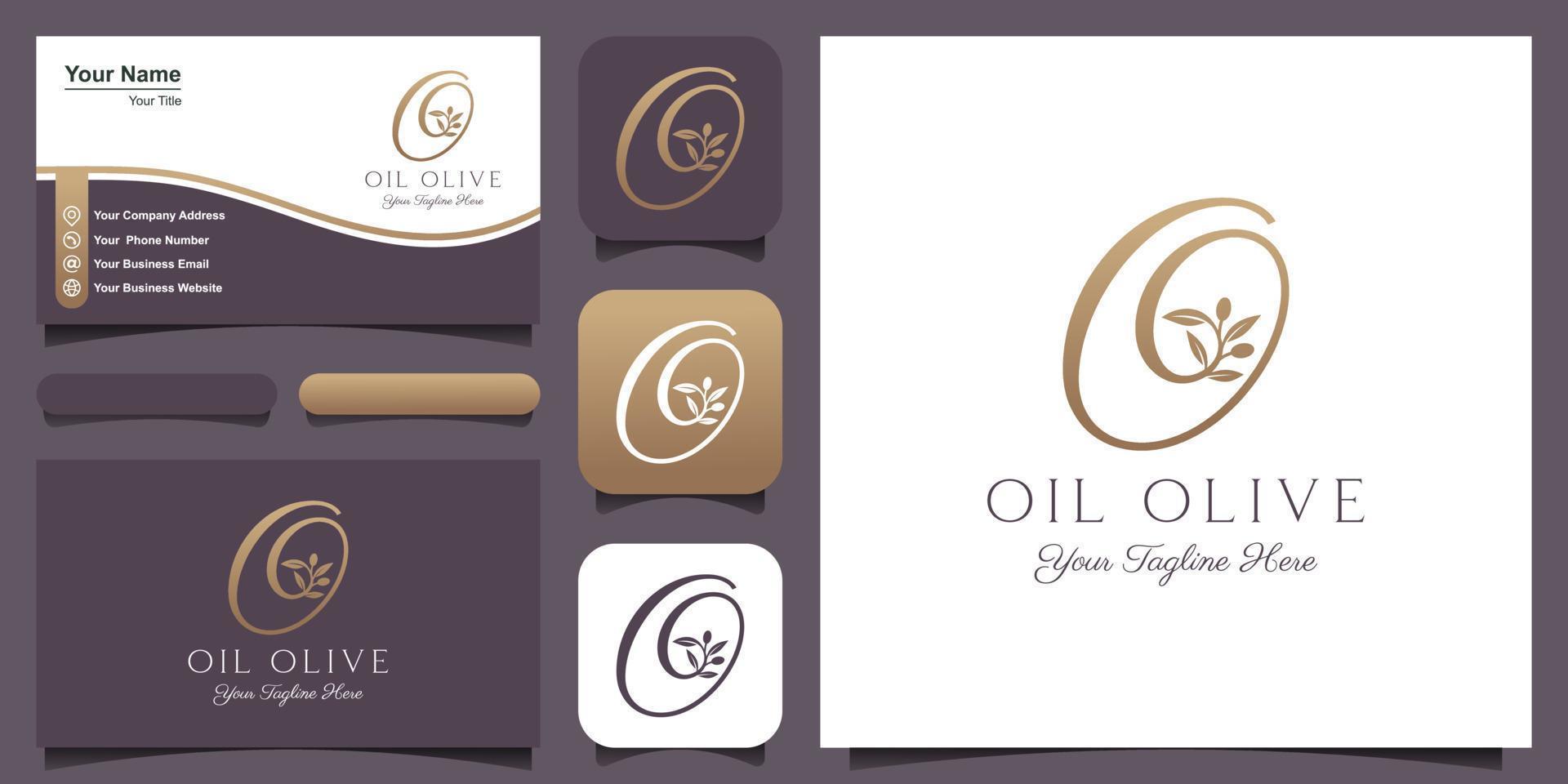 Brief Ö kombiniert Zweig Olive Öl Logo Design Vorlage. vektor