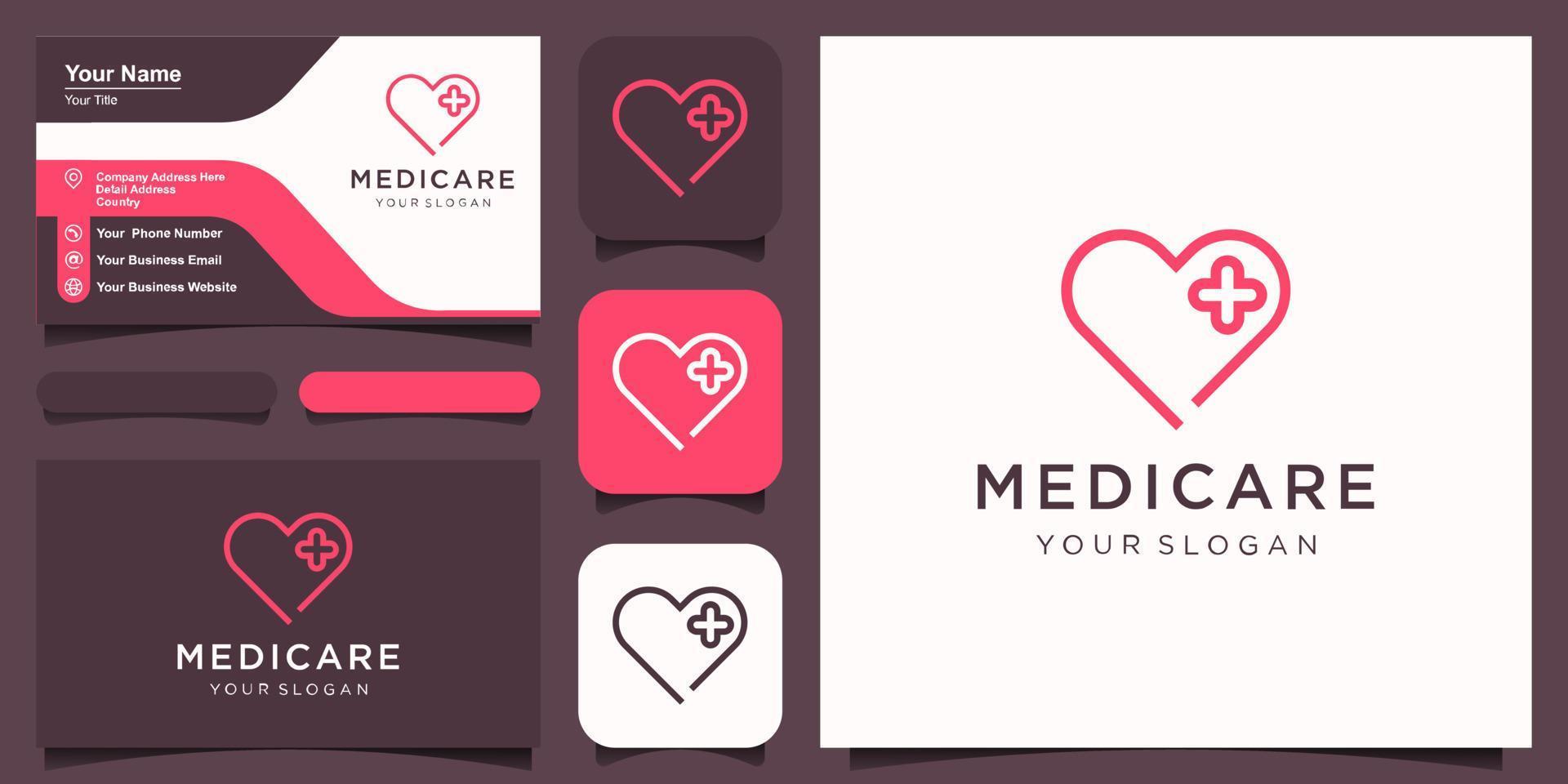 korsa plus hjärta medicinsk logotyp ikon design mall element vektor