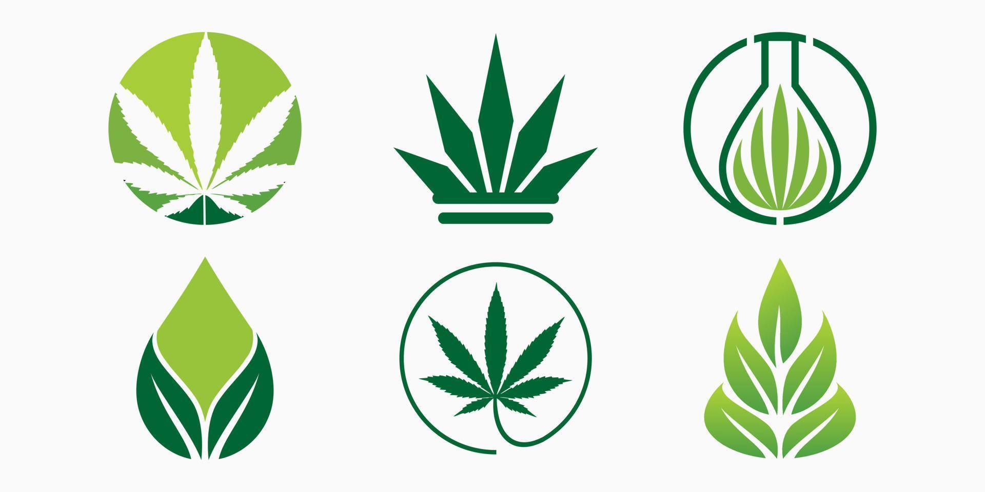 medicinsk marijuana logotyp ikon uppsättning. cannabis vektor illustration