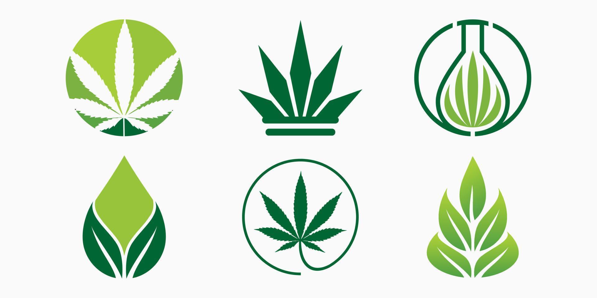 medizinisch Marihuana Logo Symbol Satz. Cannabis Vektor Illustration