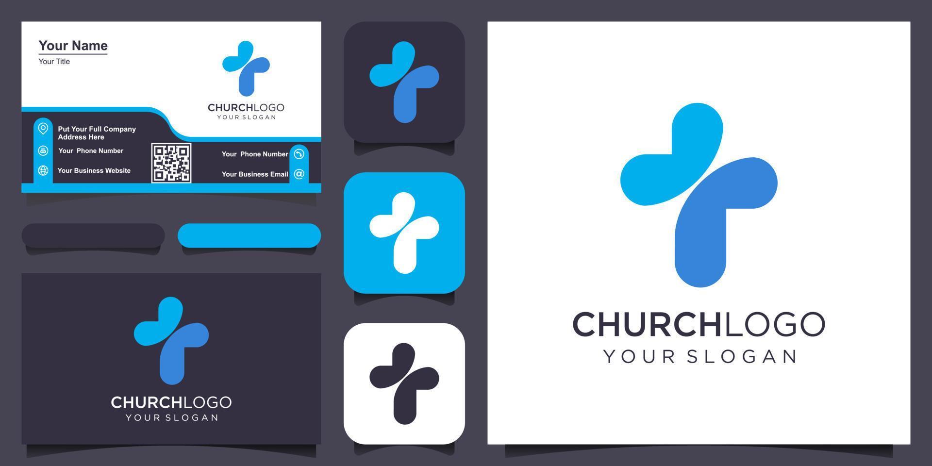 korsa vektor logotyp design mall. mall logotyp för kyrkor och kristen organisationer korsa .