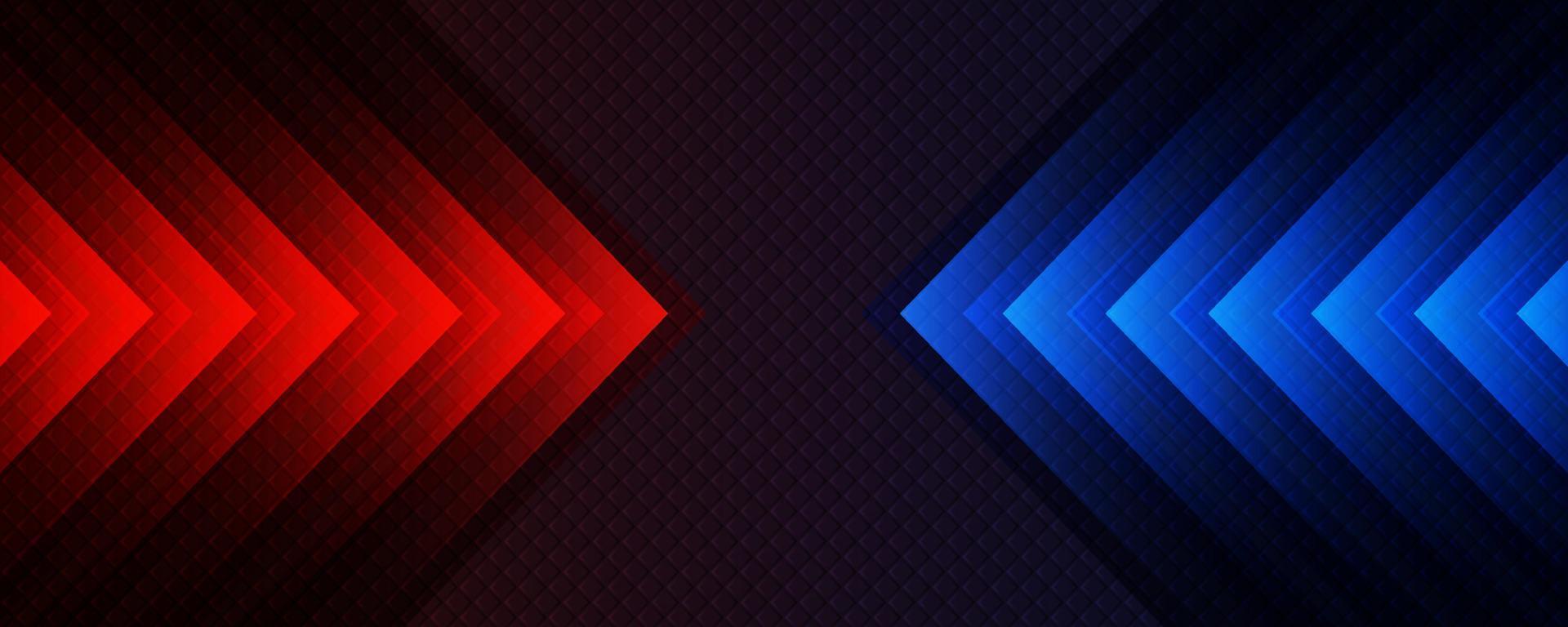 3d röd blå techno abstrakt bakgrund överlappning lager på mörk Plats med pil dekoration. modern grafisk design element rörelse stil begrepp för baner, flygblad, kort, broschyr omslag, eller landning sida vektor