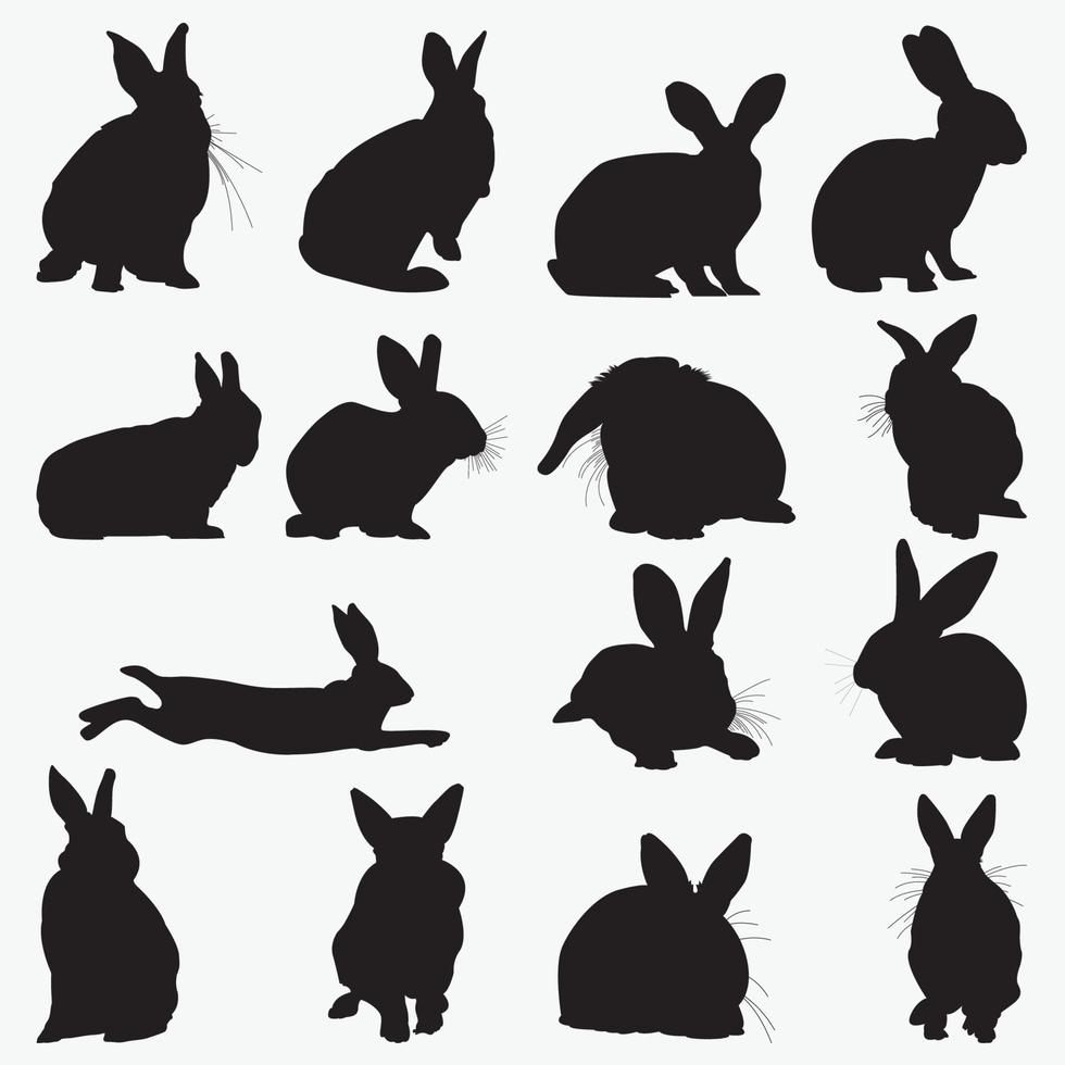Kaninchen Silhouette Vektor Design-Vorlagen gesetzt