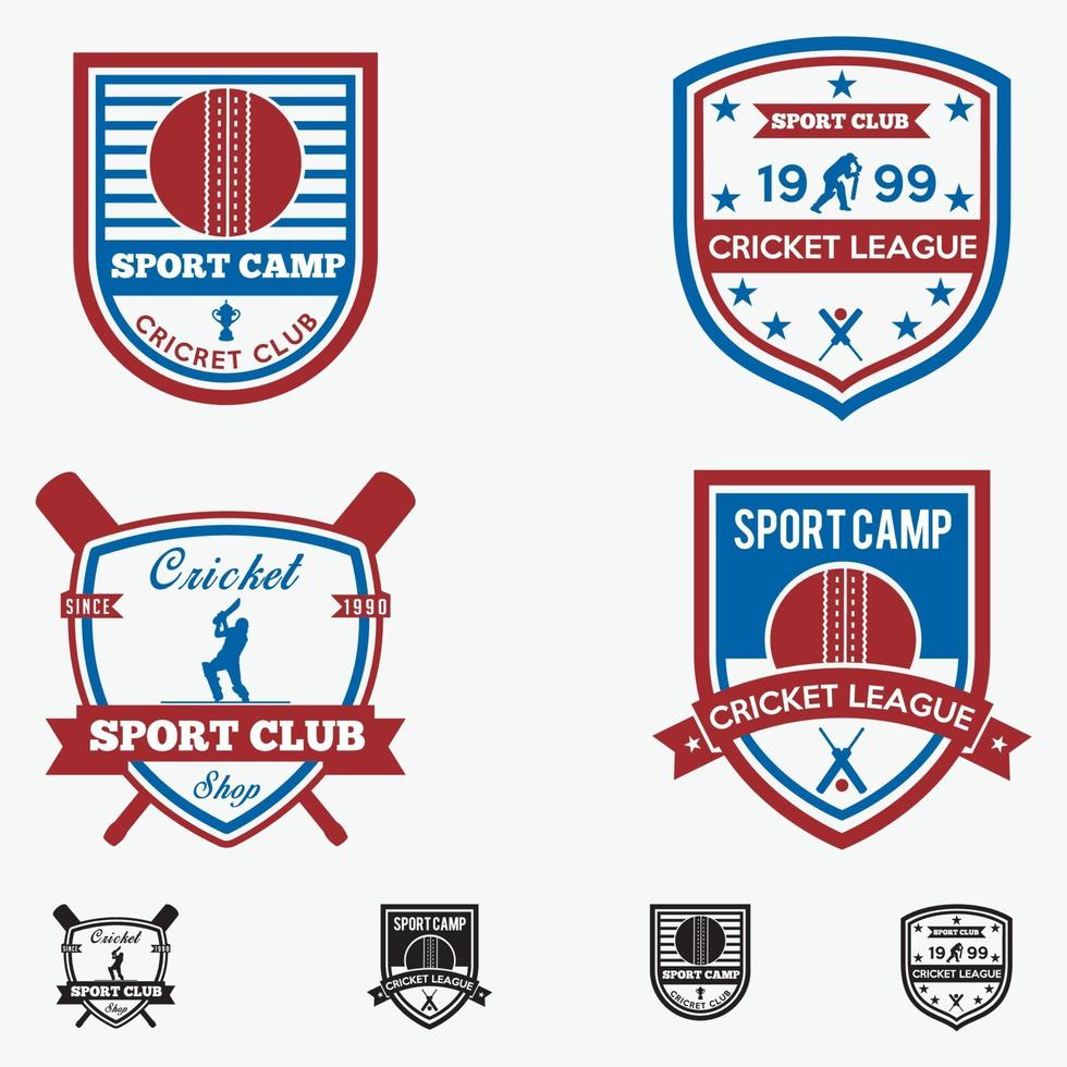 cricket club logotyp emblem vektor designmallar