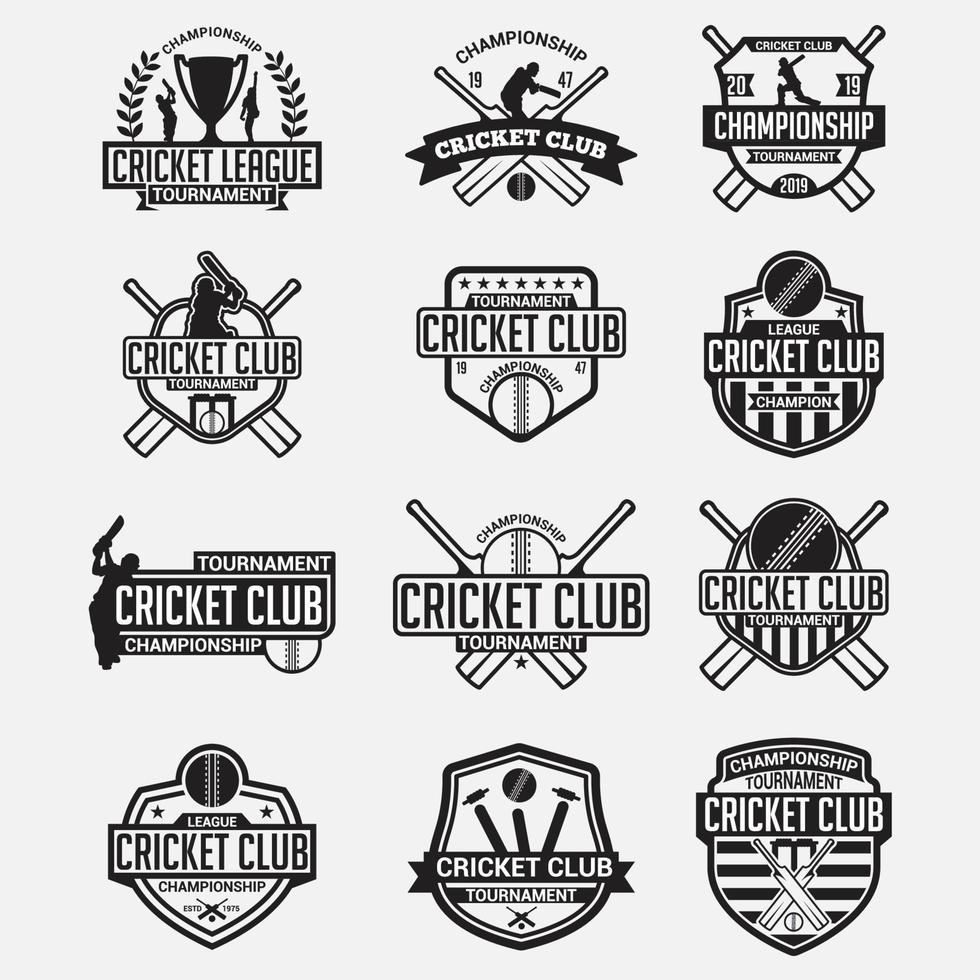 Cricket Club Logo Abzeichen Vektor-Design-Vorlagen vektor