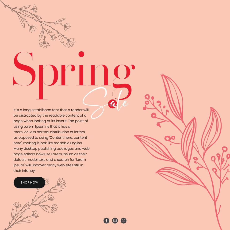 Frühling Verkauf Sozial Medien Post Design Vorlage vektor