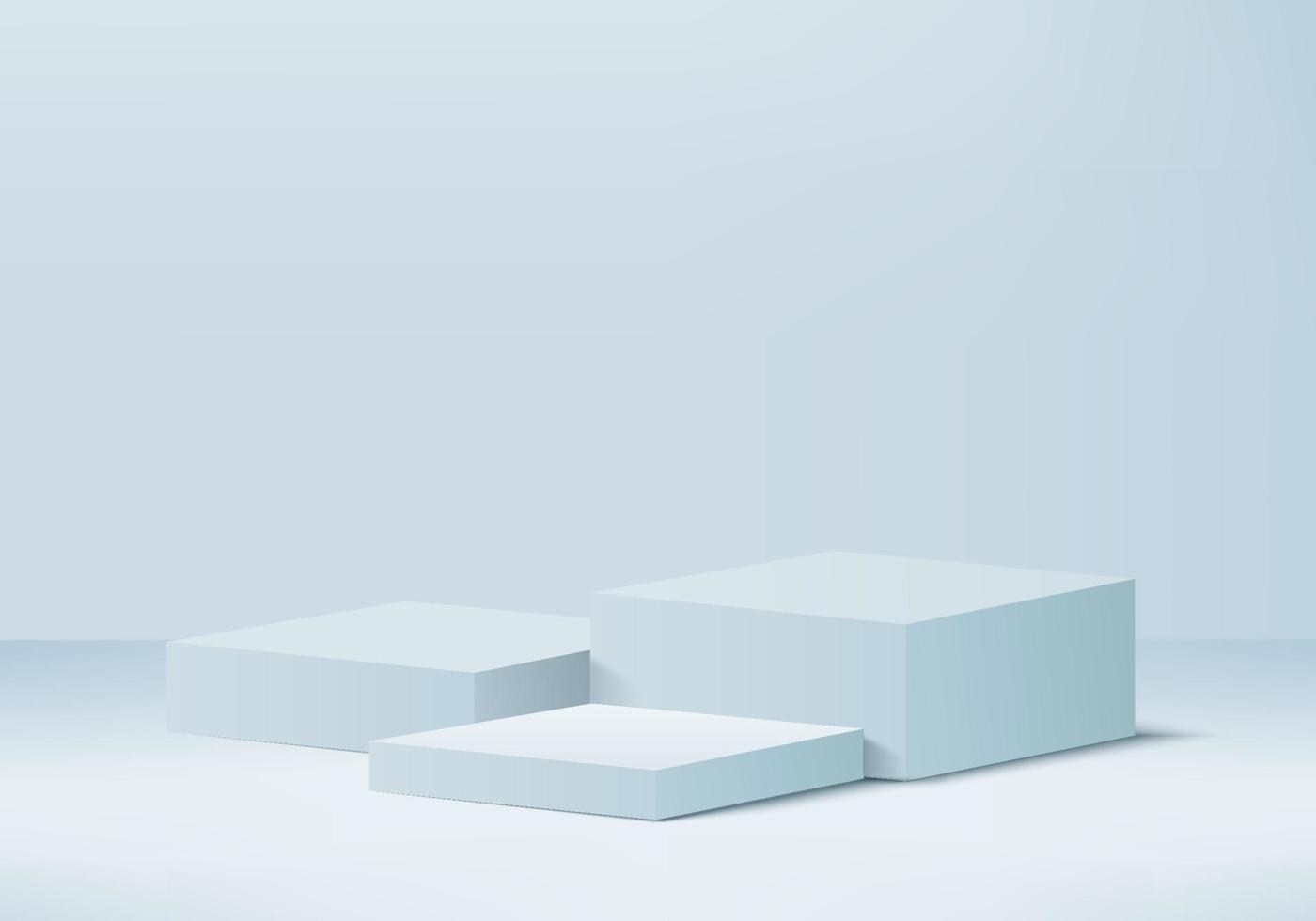 Hintergrundvektor 3d blau Rendering mit Zylinder Podium und Sommer Wandszene mit Schritten, minimale abstrakte Hintergrund 3D Rendering abstrakte geometrische Form blau Pastellfarbe. Bühne für Showkosmetik vektor