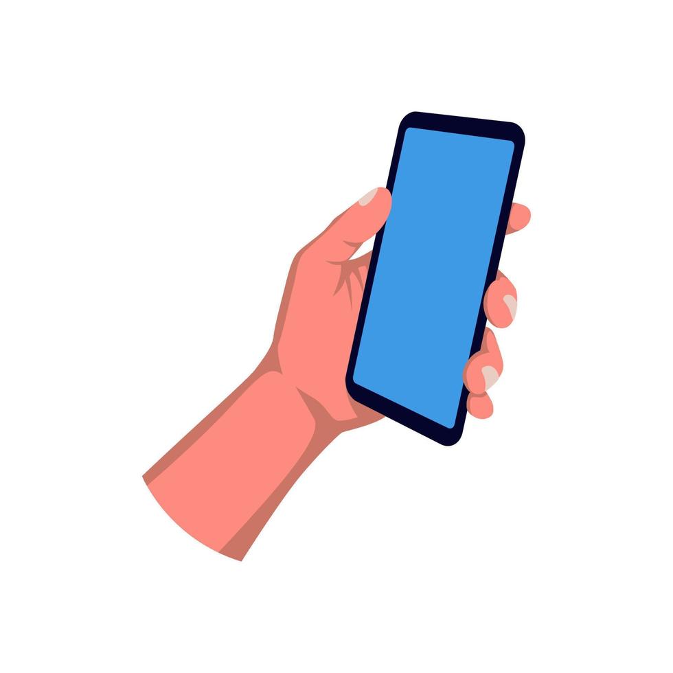 händer innehav smartphones. hand håll en telefon illustration vektor