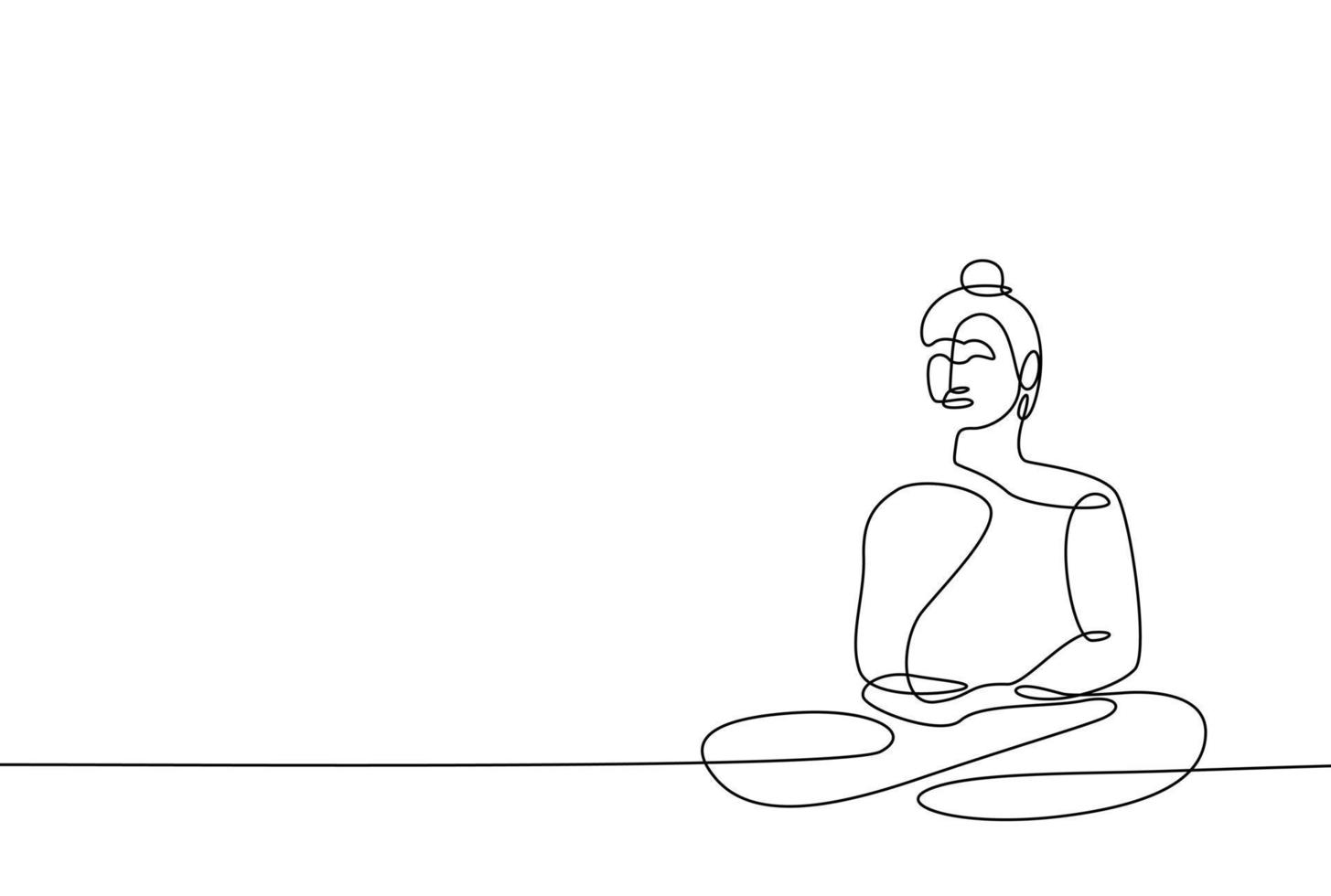 Buddhist Meditation Pose Linie Kunst Illustration, Buddha vesak Tag vektor