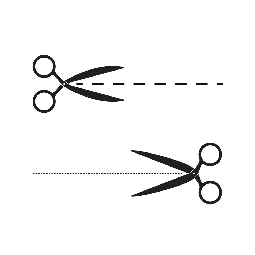 Strich und gepunktet Schnitt Linien. Schere eben Netz Symbole. Vektor Illustration isoliert auf Weiß Hintergrund