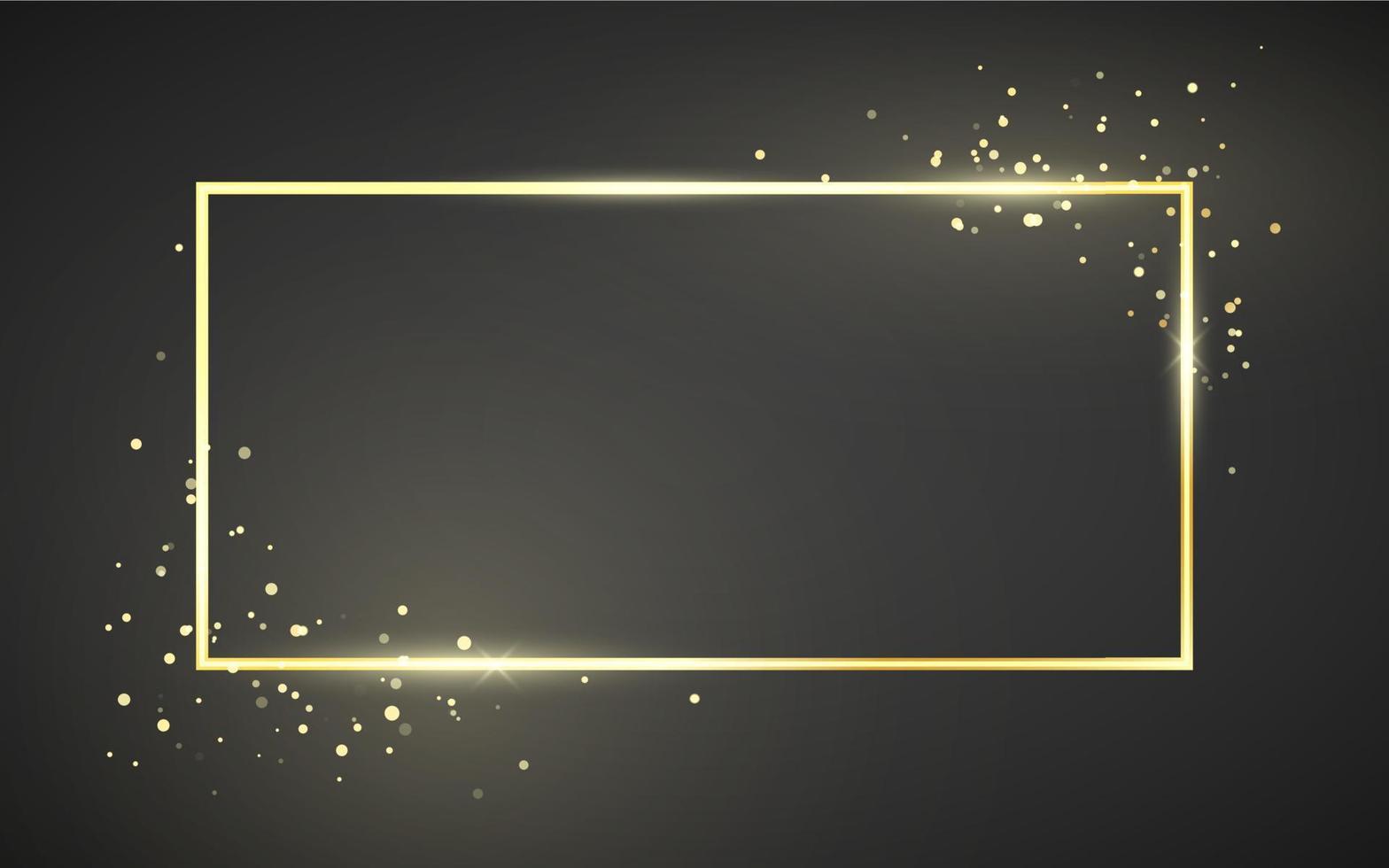 gyllene ram mall med glitter effekt för baner, affisch eller vykort. guld ram med Plats för text. vektor illustration isolerat på mörk bakgrund