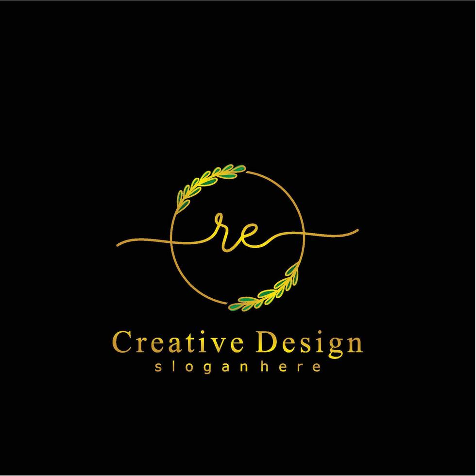 första re skönhet monogram och elegant logotyp design, handstil logotyp av första signatur, bröllop, mode, blommig och botanisk logotyp begrepp design. vektor