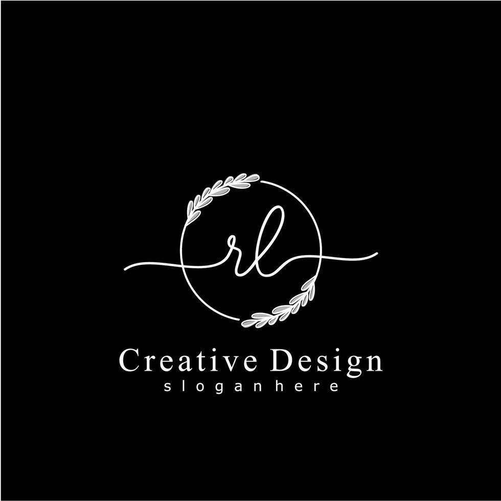 första rl skönhet monogram och elegant logotyp design, handstil logotyp av första signatur, bröllop, mode, blommig och botanisk logotyp begrepp design. vektor