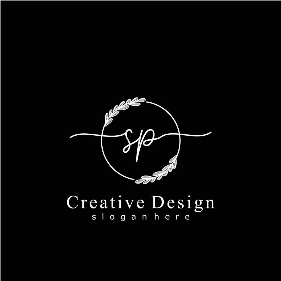 första sp skönhet monogram och elegant logotyp design, handstil logotyp av första signatur, bröllop, mode, blommig och botanisk logotyp begrepp design. vektor
