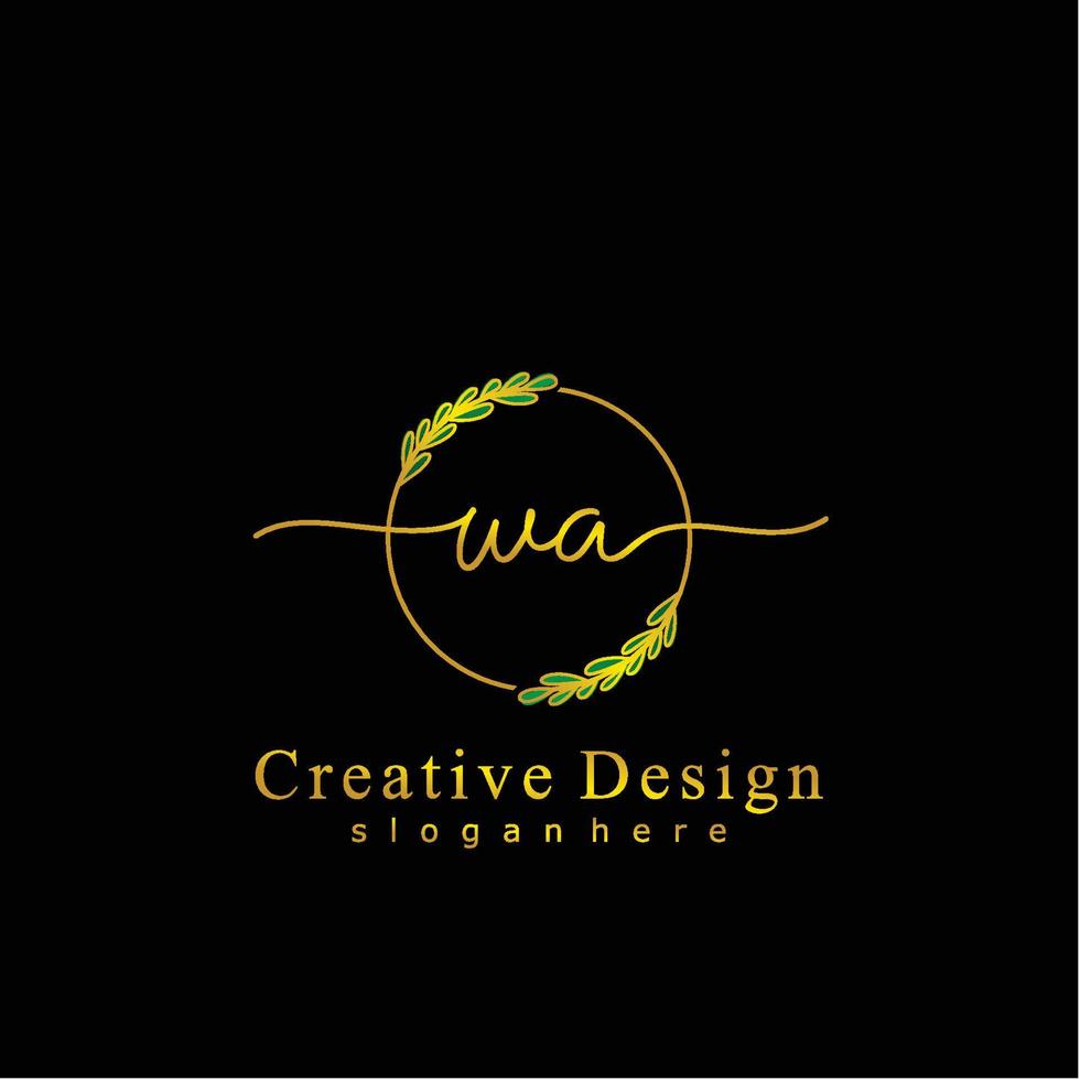 första wa skönhet monogram och elegant logotyp design, handstil logotyp av första signatur, bröllop, mode, blommig och botanisk logotyp begrepp design. vektor