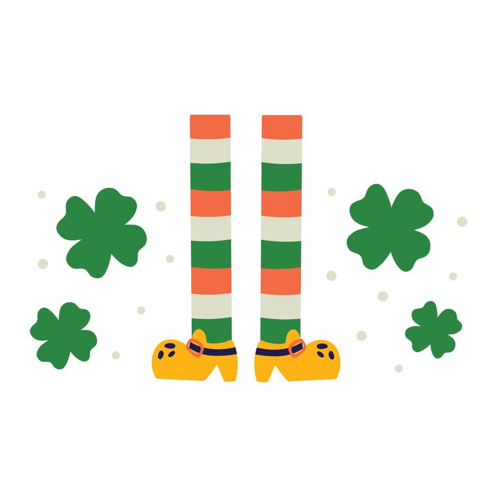 Heilige Patrick's Tag Vektor Illustration Konzept Irland Beine Schuh Kobold