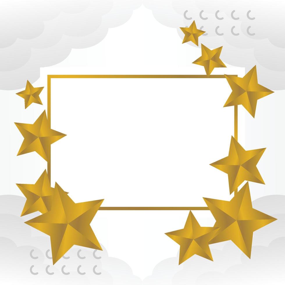 Semester begrepp affisch mall, med gyllene stjärna prydnad. vit ram på en geometrisk bakgrund. design för hälsning kort, social media och webb. elegant vektor illustration