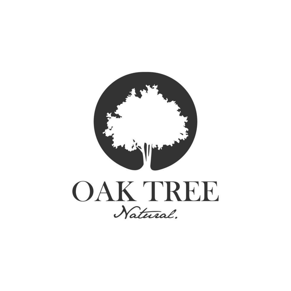 Jahrgang Logo Eiche Baum Vektor Illustration