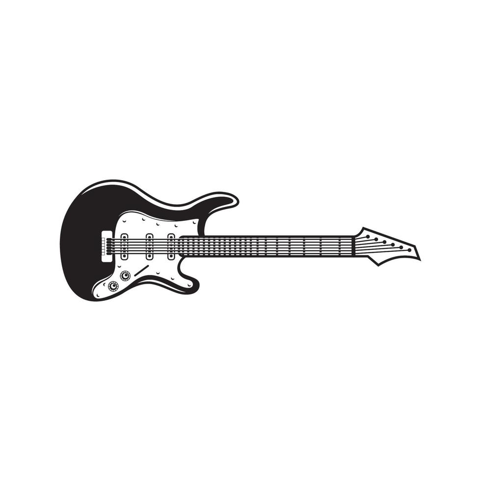 elektrisch Gitarre schwarz und Weiß Vektor