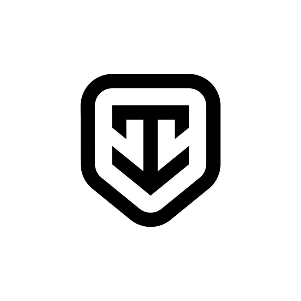 brev t skydda vakt skydd säkerhet symbol ikon logotyp design vektor