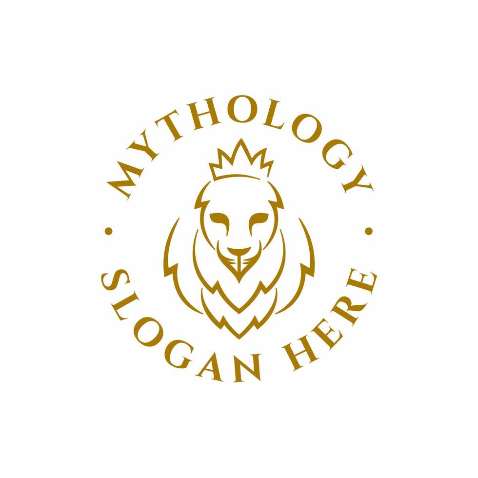 Gold Löwe Königin Krone Logo Vektor Jahrgang Etikette Illustration