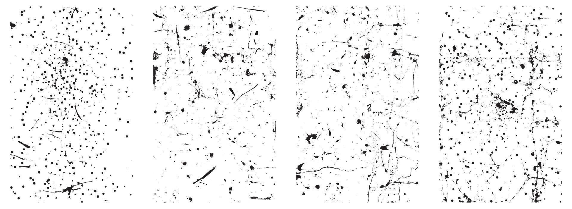 uppsättning av årgång grunge bedrövad texturer. en samling av svart och vit vektor överlägg. eps 10.