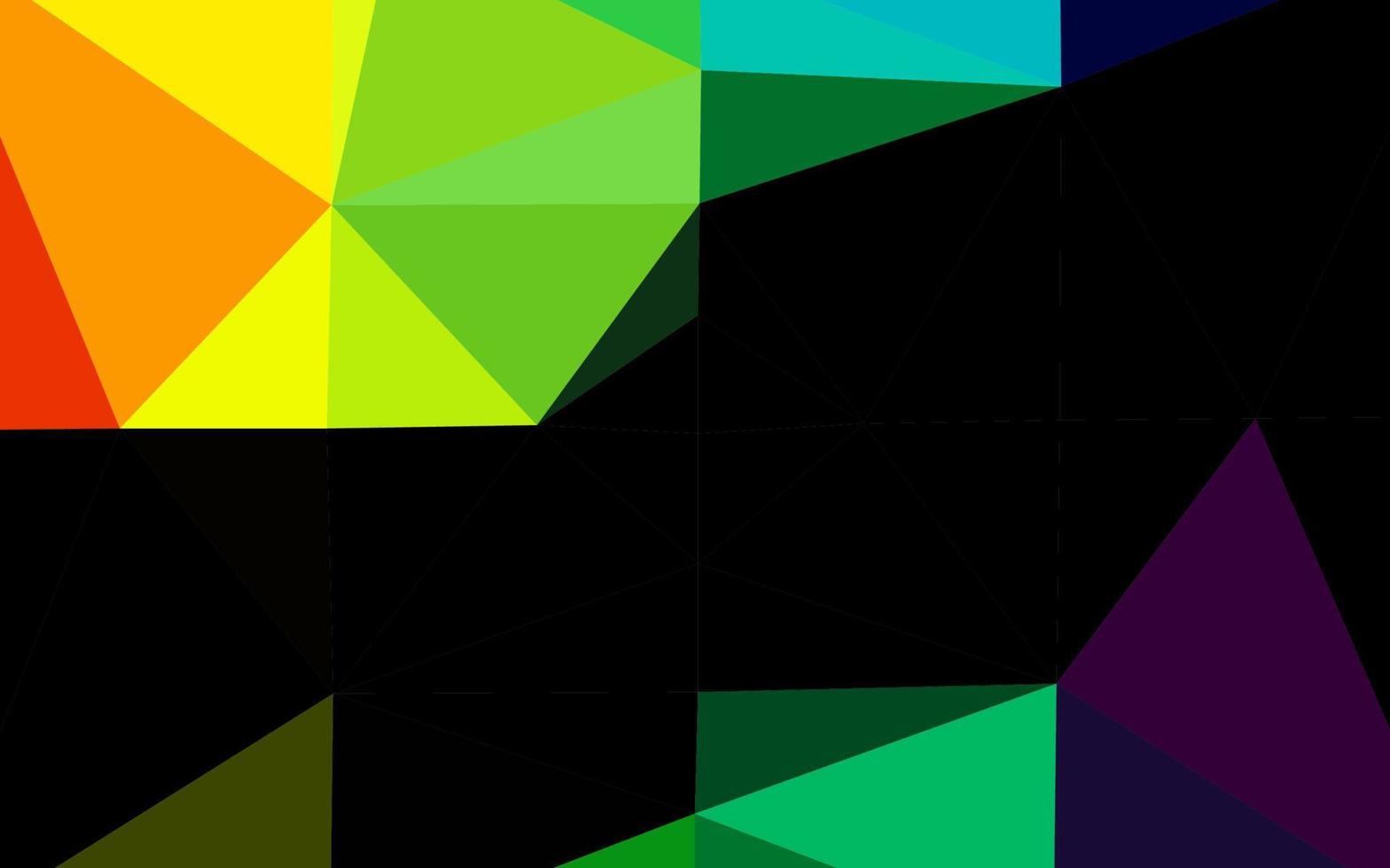 dunkle mehrfarbige, abstrakte polygonale Abdeckung des Regenbogenvektors. vektor