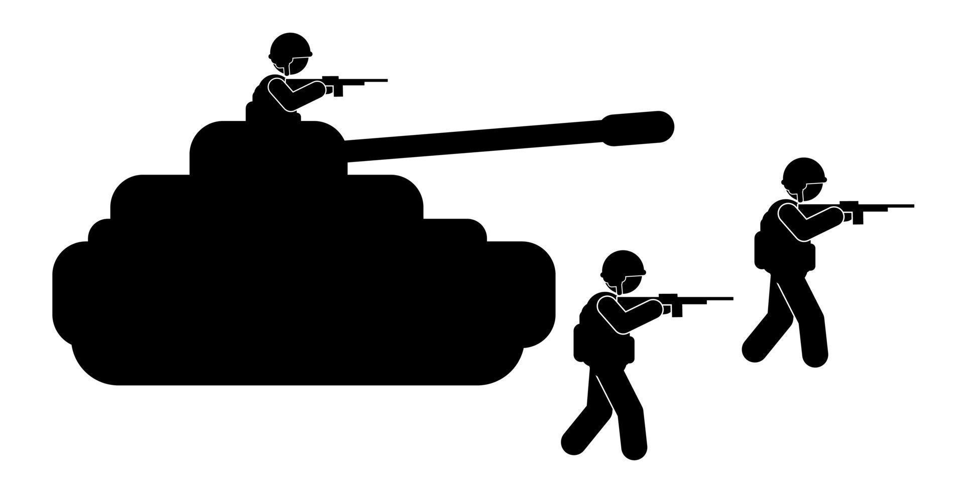 Militär- Vektor Illustration, Heer Soldaten, Militär- Silhouetten ,Krieg Illustration