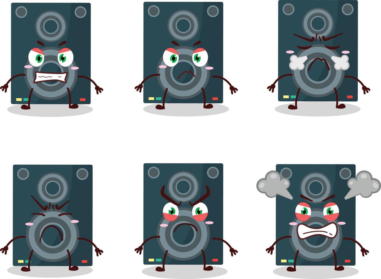 högtalare tecknad serie karaktär med olika arg uttryck vektor