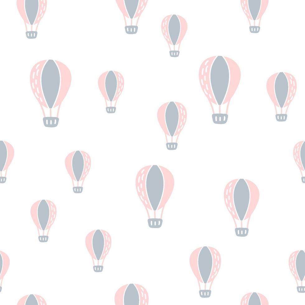 vektor skandinaviska baby sömlösa mönster av färgglada luftballonger isolerad på vit bakgrund. enkel barnillustrationstruktur för nordisk tapet, fyllningar, webbsidans bakgrund