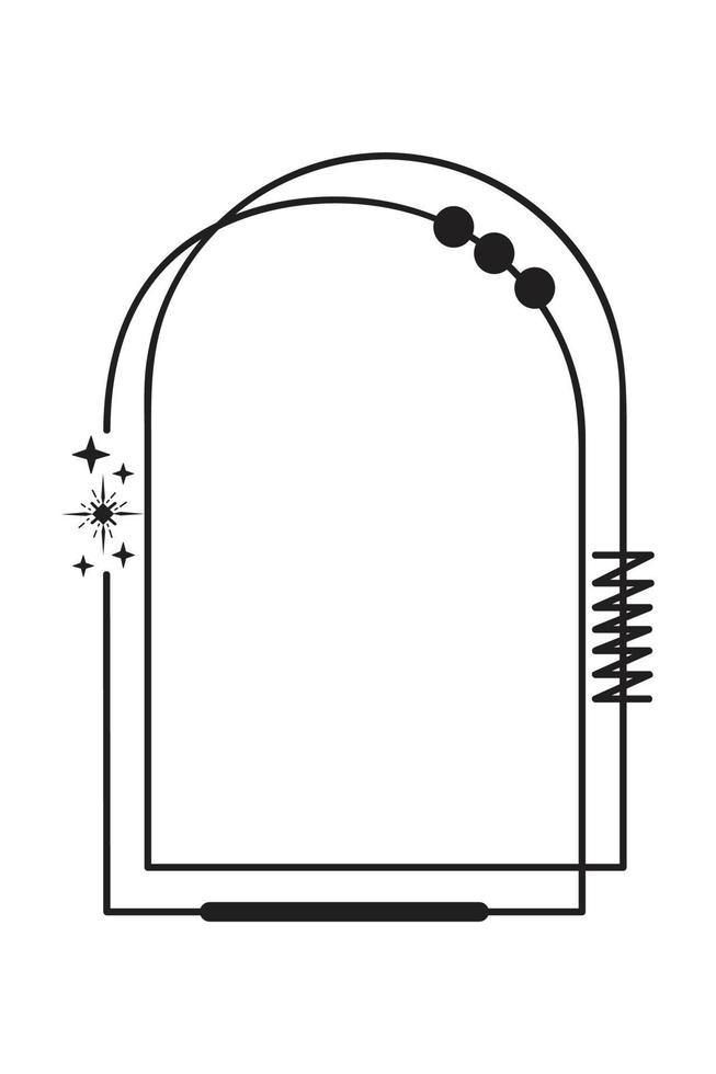 modern minimalistisch ästhetisch Linie Rahmen Elemente, modisch linear Frames mit Sterne, geometrisch Formen. Bogen Rahmen mit funkelt zum Sozial Medien oder Poster Design, einfach dekorativ Rahmen mit Boho Stil vektor