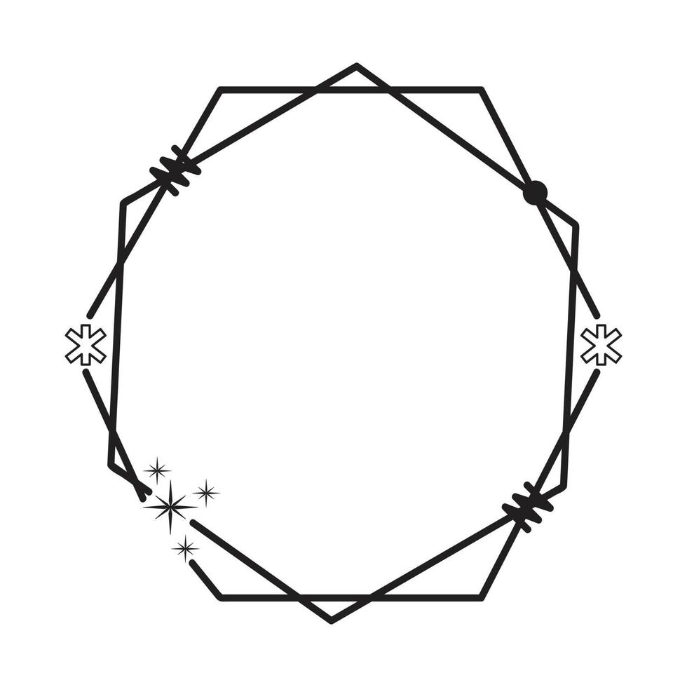 modern minimalistisk estetisk linje ram element, trendig linjär ramar med stjärnor, geometrisk formulär. båge ram med pärlar för social media eller affisch design, enkel dekorativ ram med boho stil vektor