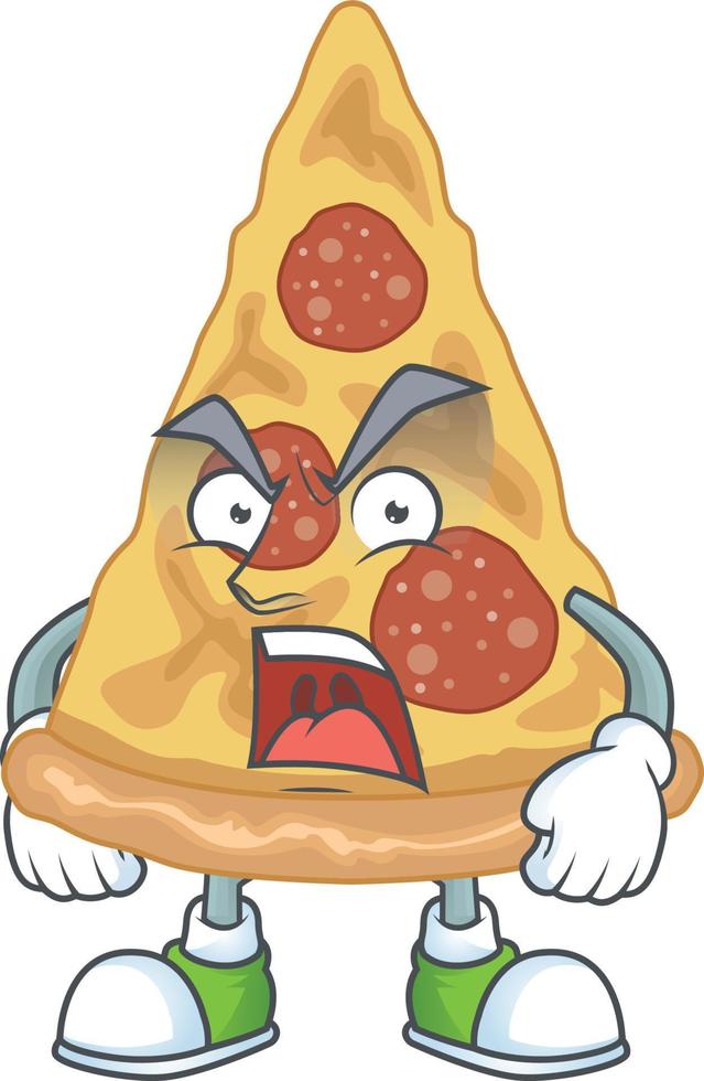 tecknad serie karaktär av skiva av pizza vektor