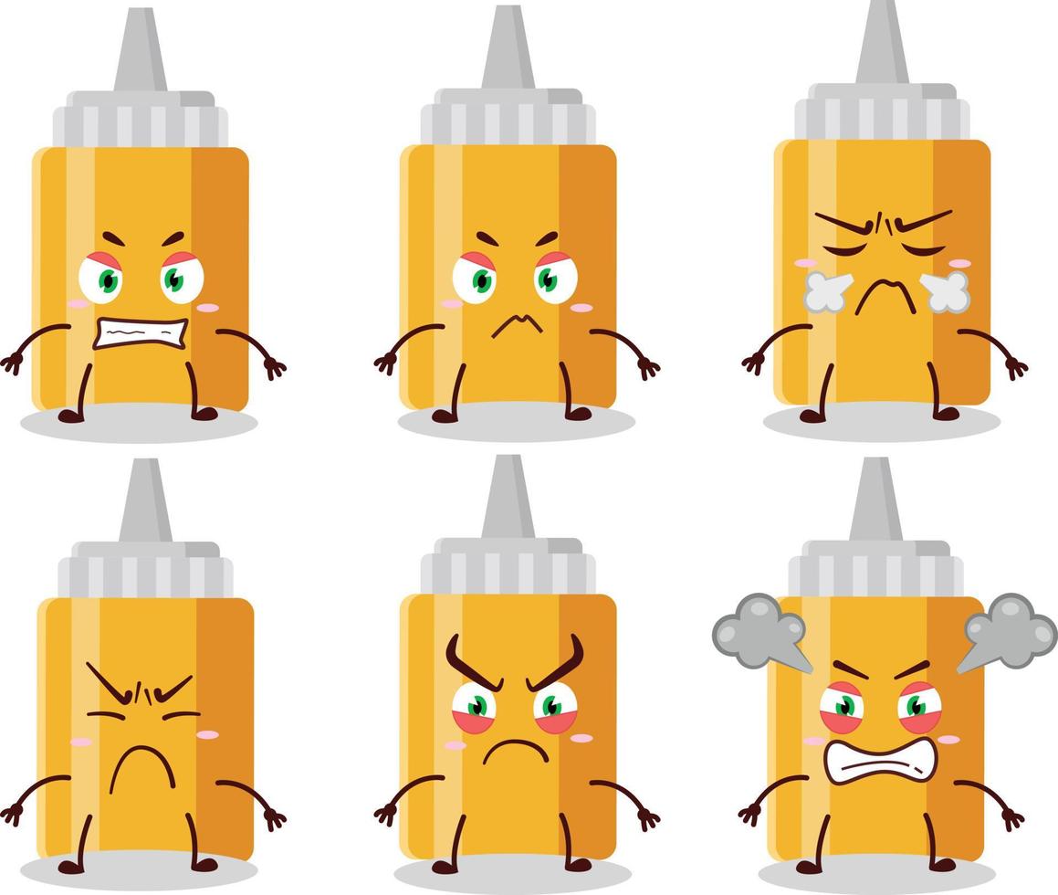 Mayonnaise Flasche Karikatur Charakter mit verschiedene wütend Ausdrücke vektor