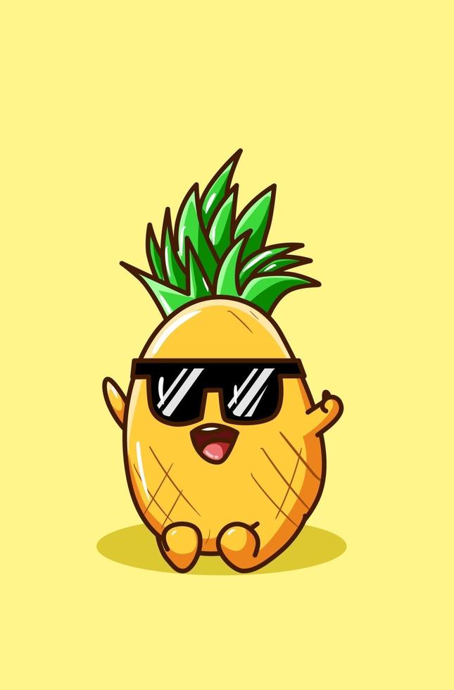 en söt ananas som bär solglasögonillustration vektor