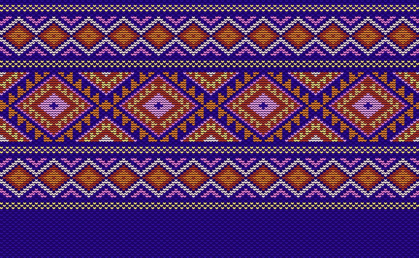 häkeln Muster, Vektor Kreuz Stich orientalisch Hintergrund, gestrickt ethnisch retro Geometrie Stil