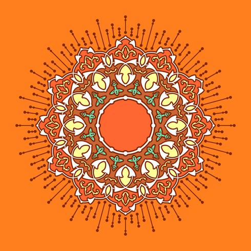 Mandala Dekorativa Ornaments Orange Bakgrund Vector